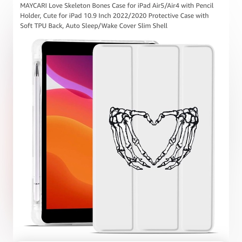Love Skeleton Case for iPad Air5/Air4 with pencil
Holder